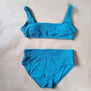womens size XL (16–18) Time and Tru Bikini Set Blue Highwaisted 2 Piece Swimwear